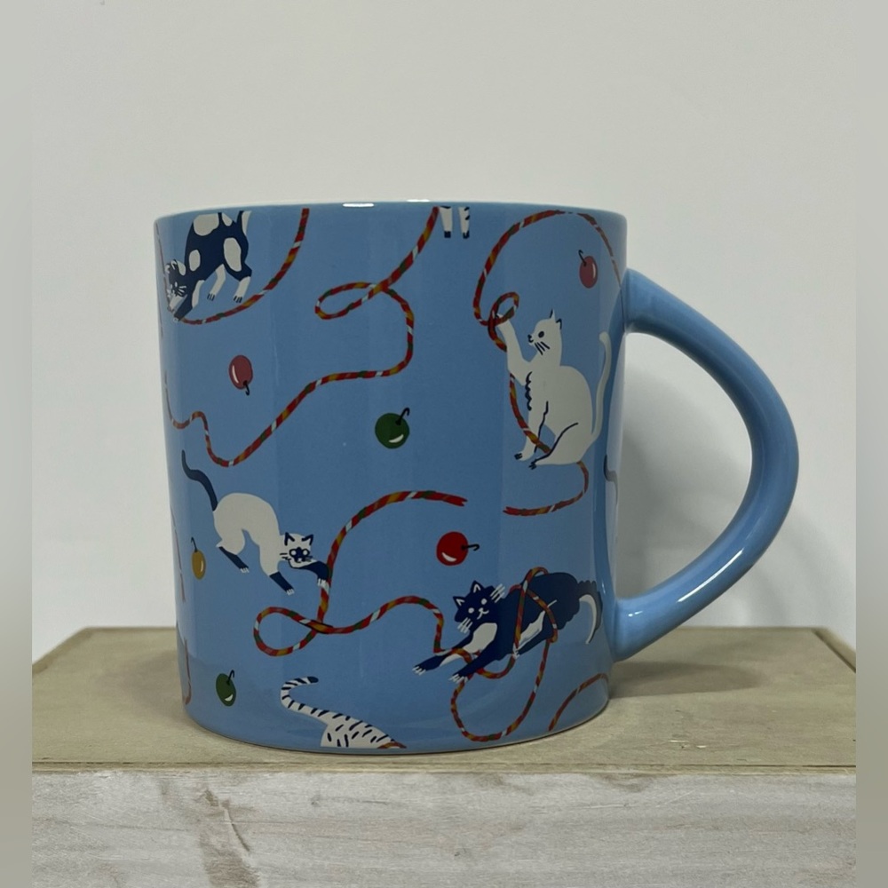 Cat Stoneware Coffee Blue Mug Wondershop Meowy Christmas Fun Whimslical